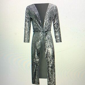Silver Sequin Long Cardigan Sz. S/M